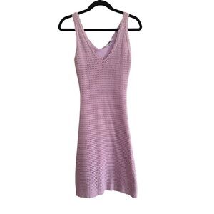 BB Dakota Light Lilac Lavender Day Party Crochet Bech Knit Mini Dress